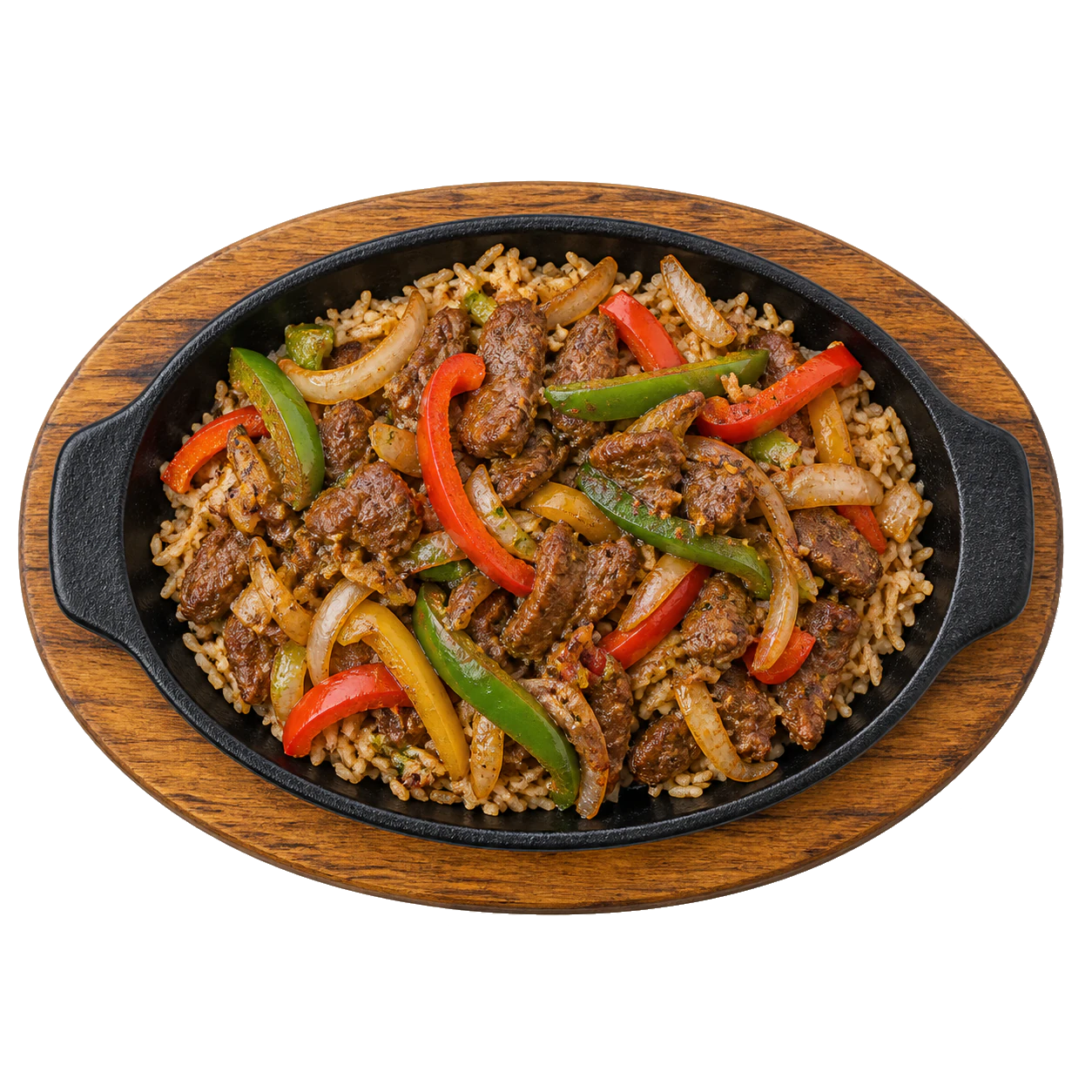 Overhead presentation of Rice with Lamb Tibs